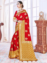 Red Banarasi Art Silk Woven Saree